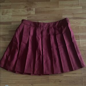 Elegant Burgundy Pleated Skirt